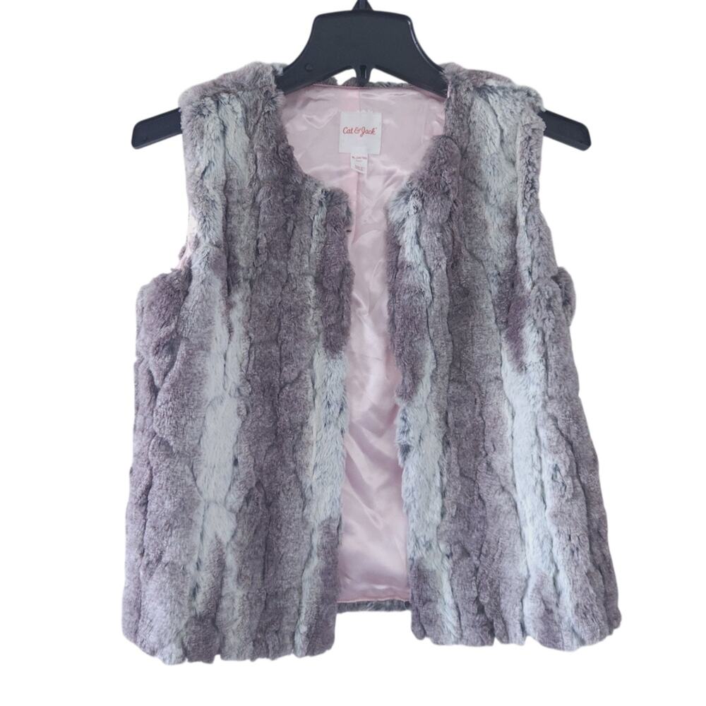 New Cat & Jack Gray Faux Fur Vest XL 14/16